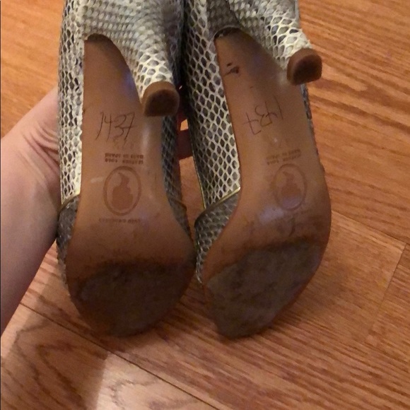 Lulu Guinness Snakeskin Peep Toe Sandals - Picture 7 of 8